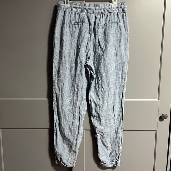 Athleta 100% Linen Retreat Linen Jogger Pants Chambray 8 Lagenlook Elastic Waist - Picture 5 of 9
